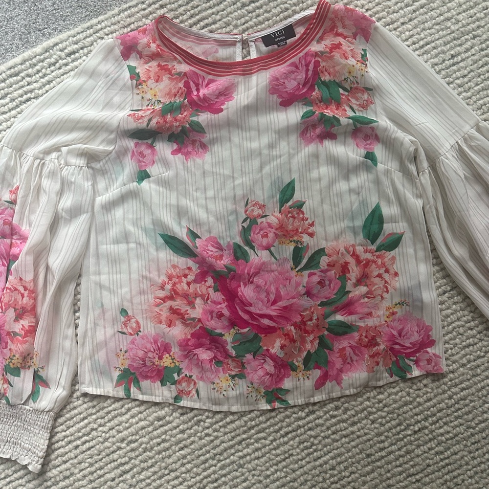 Vici Pink and Green Floral Top
